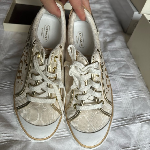 Coach Sneakers, Ivory/Gold, Size 7.5 - Picture 7 of 7